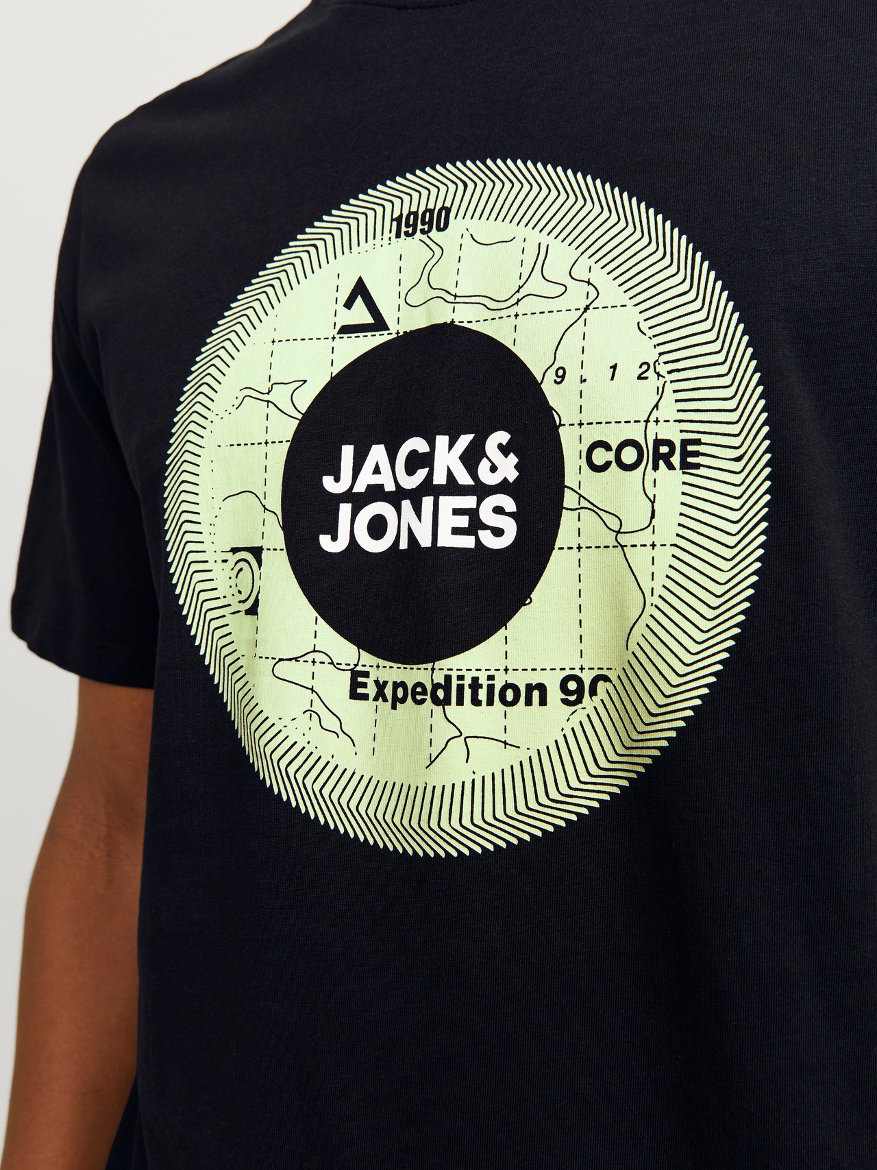 Jack & Jones Printed Crew neck T-shirt -Black - 12255026