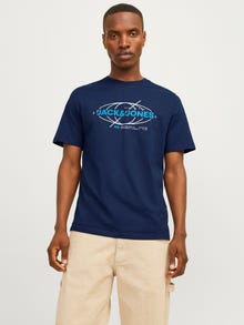 Jack & Jones Gedruckt Rundhals T-shirt -Navy Blazer - 12255026