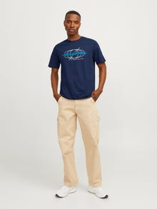 Jack & Jones Bedrukt Ronde hals T-shirt -Navy Blazer - 12255026