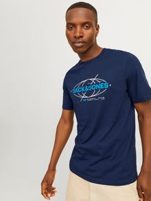 Jack & Jones Printet Crew neck T-shirt -Navy Blazer - 12255026