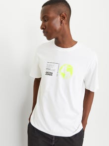Jack & Jones Printet Crew neck T-shirt -White - 12255027