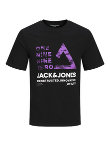 Jack & Jones Printed Crew neck T-shirt -Black - 12255027