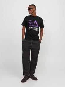 Jack & Jones Bedrukt Ronde hals T-shirt -Black - 12255027