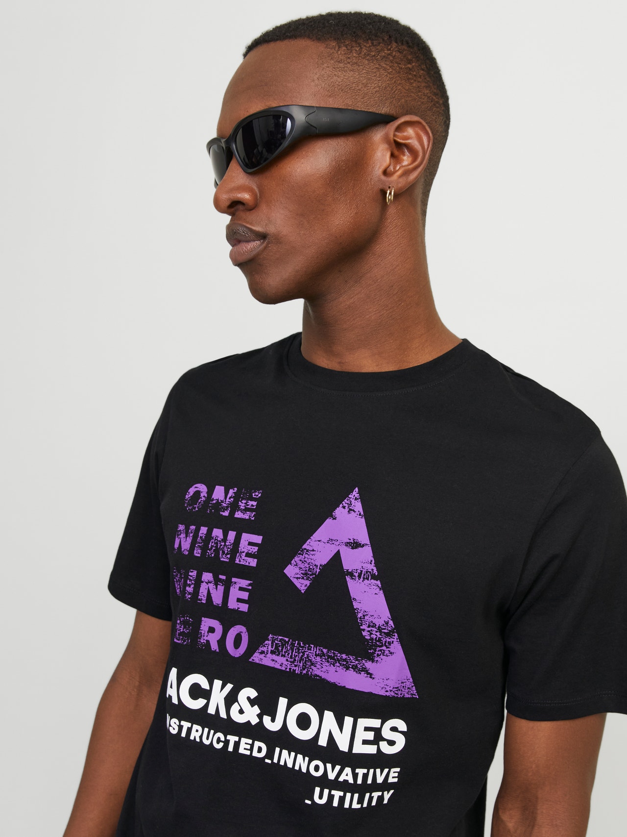 Jack & Jones Bedrukt Ronde hals T-shirt -Black - 12255027