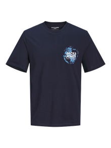Jack & Jones Printed Crew neck T-shirt -Navy Blazer - 12255027