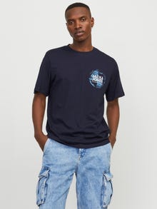 Jack & Jones Gedruckt Rundhals T-shirt -Navy Blazer - 12255027