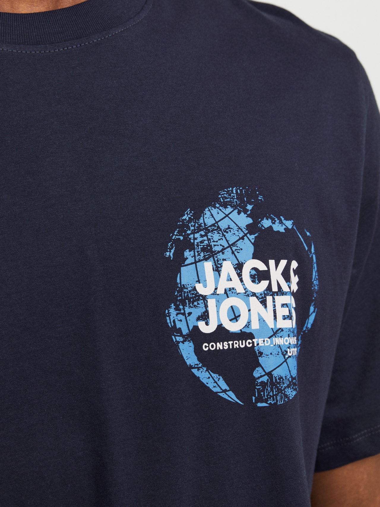Jack & Jones Trükitud Ümmargune kaelus T-särk -Navy Blazer - 12255027