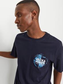 Jack & Jones T-shirt Estampar Decote Redondo -Navy Blazer - 12255027