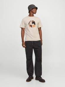 Jack & Jones Tryck Rundringning T-shirt -Moonbeam - 12255027