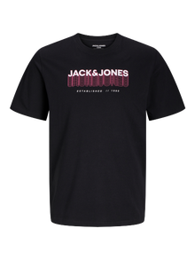 Jack & Jones Printed Crew neck T-shirt -Black - 12255028
