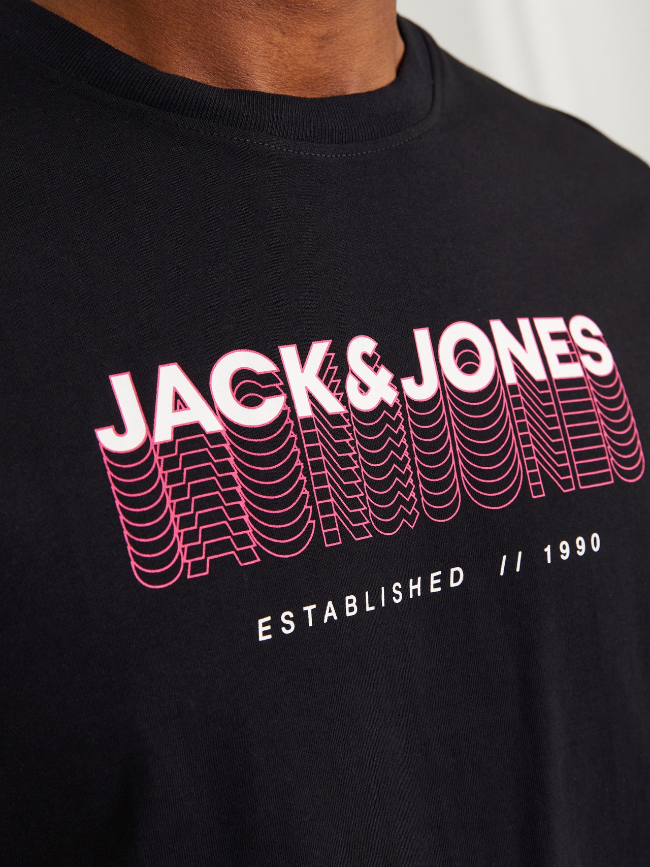 Jack & Jones Printed Crew neck T-shirt -Black - 12255028
