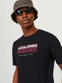 Jack & Jones Printed Crew neck T-shirt -Black - 12255028