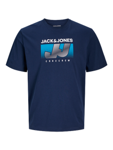 Jack & Jones Printed Crew neck T-shirt -Navy Blazer - 12255028