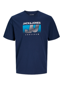Jack & Jones Spausdintas raštas Apskritas kaklas Marškinėliai -Navy Blazer - 12255028
