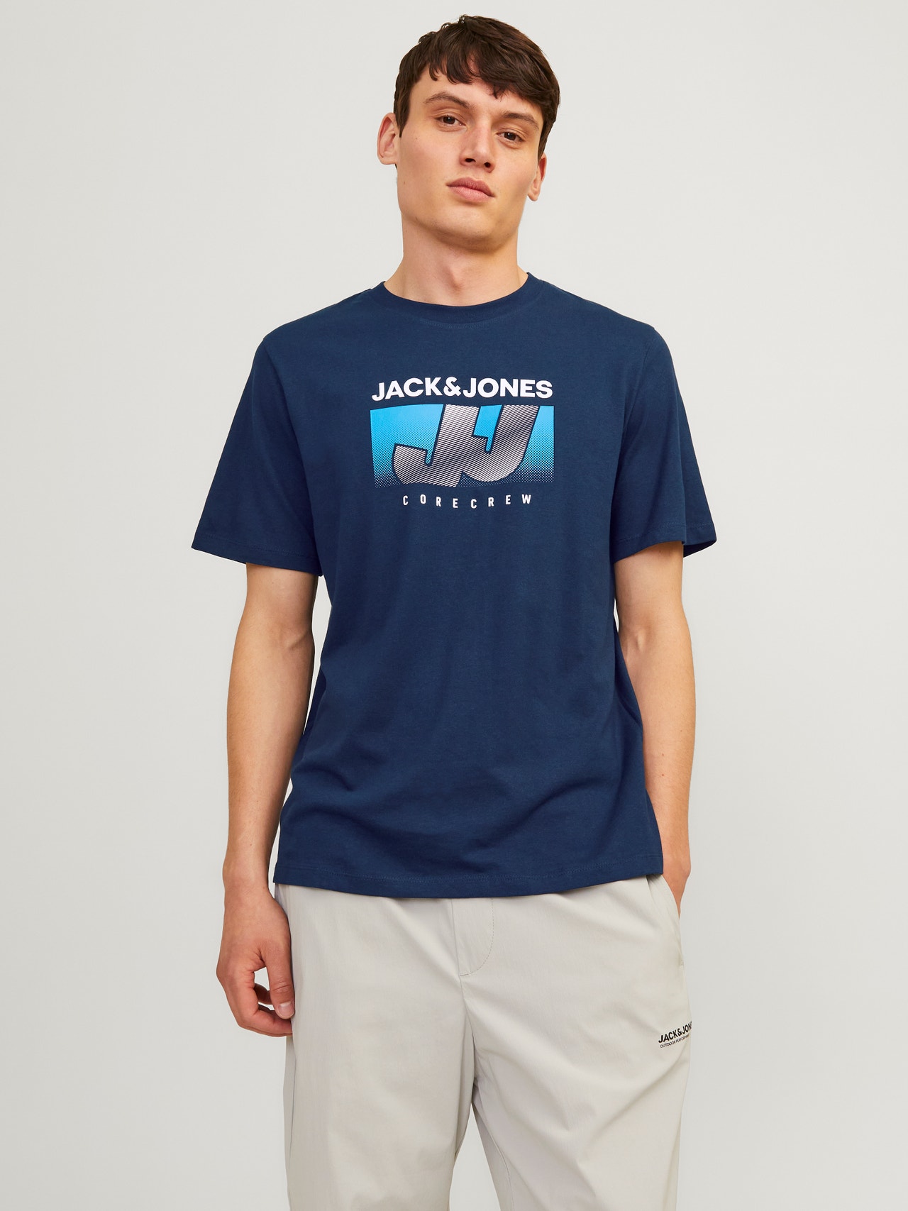 Jack & Jones Printed Crew neck T-shirt -Navy Blazer - 12255028