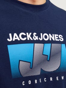 Jack & Jones Trükitud Ümmargune kaelus T-särk -Navy Blazer - 12255028