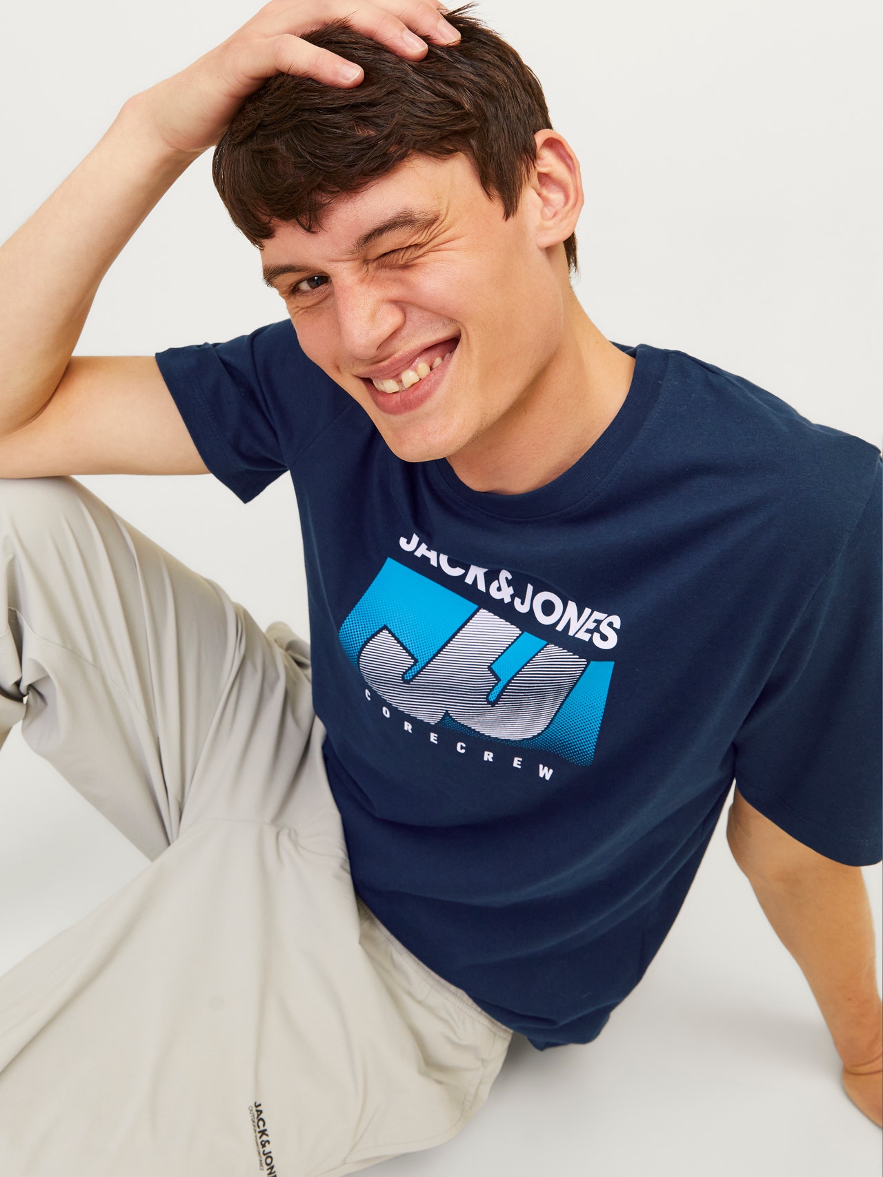 Jack & Jones Printed Crew neck T-shirt -Navy Blazer - 12255028