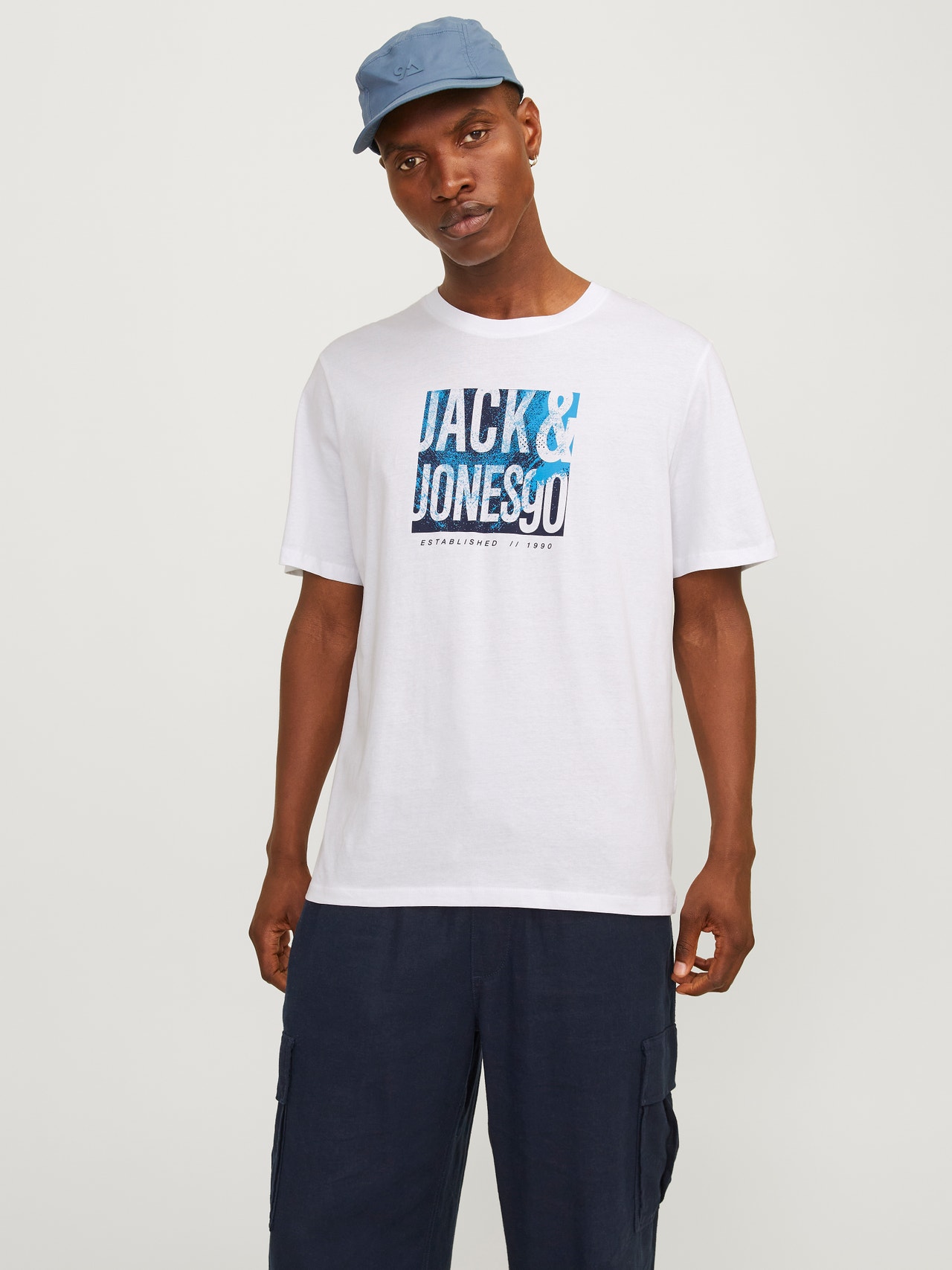 Jack & Jones T-shirt Stampato Girocollo -White - 12255028