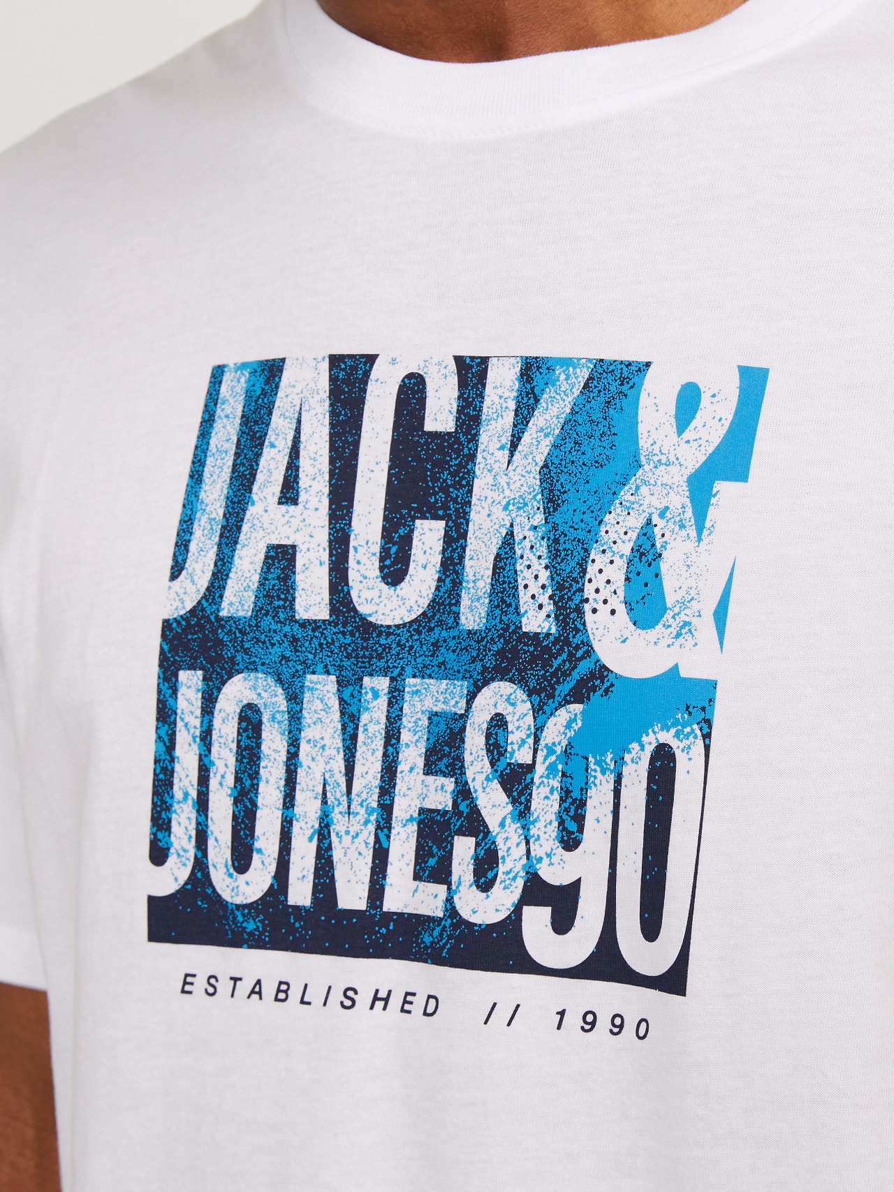 Jack & Jones Printet Crew neck T-shirt -White - 12255028