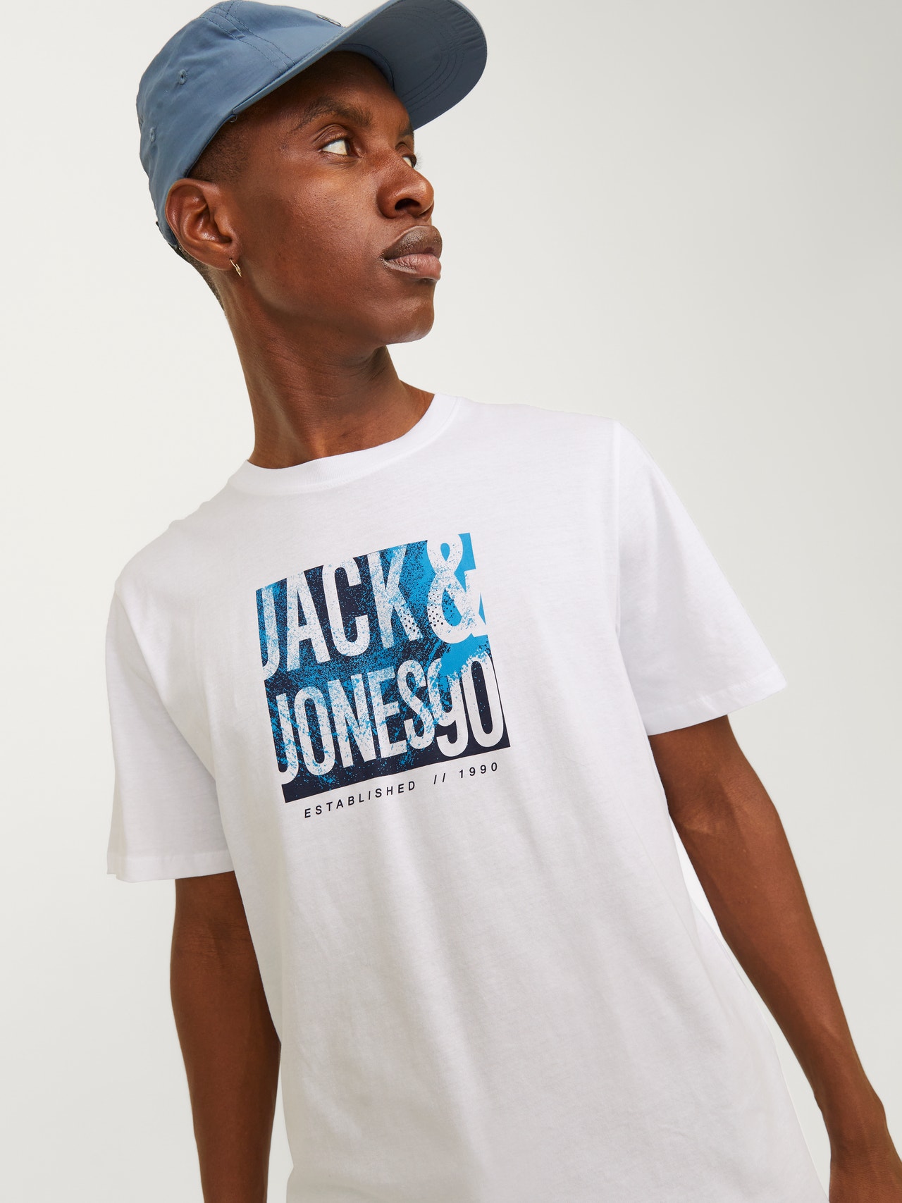 Jack & Jones Printet Crew neck T-shirt -White - 12255028