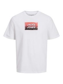 Jack & Jones Gedruckt Rundhals T-shirt -White - 12255029
