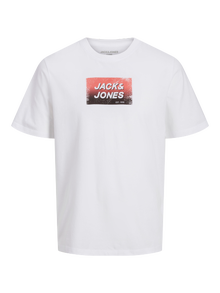 Jack & Jones Nadruk Okrągły dekolt T-shirt -White - 12255029