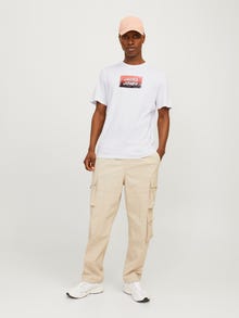 Jack & Jones Nyomott mintás Környak Trikó -White - 12255029