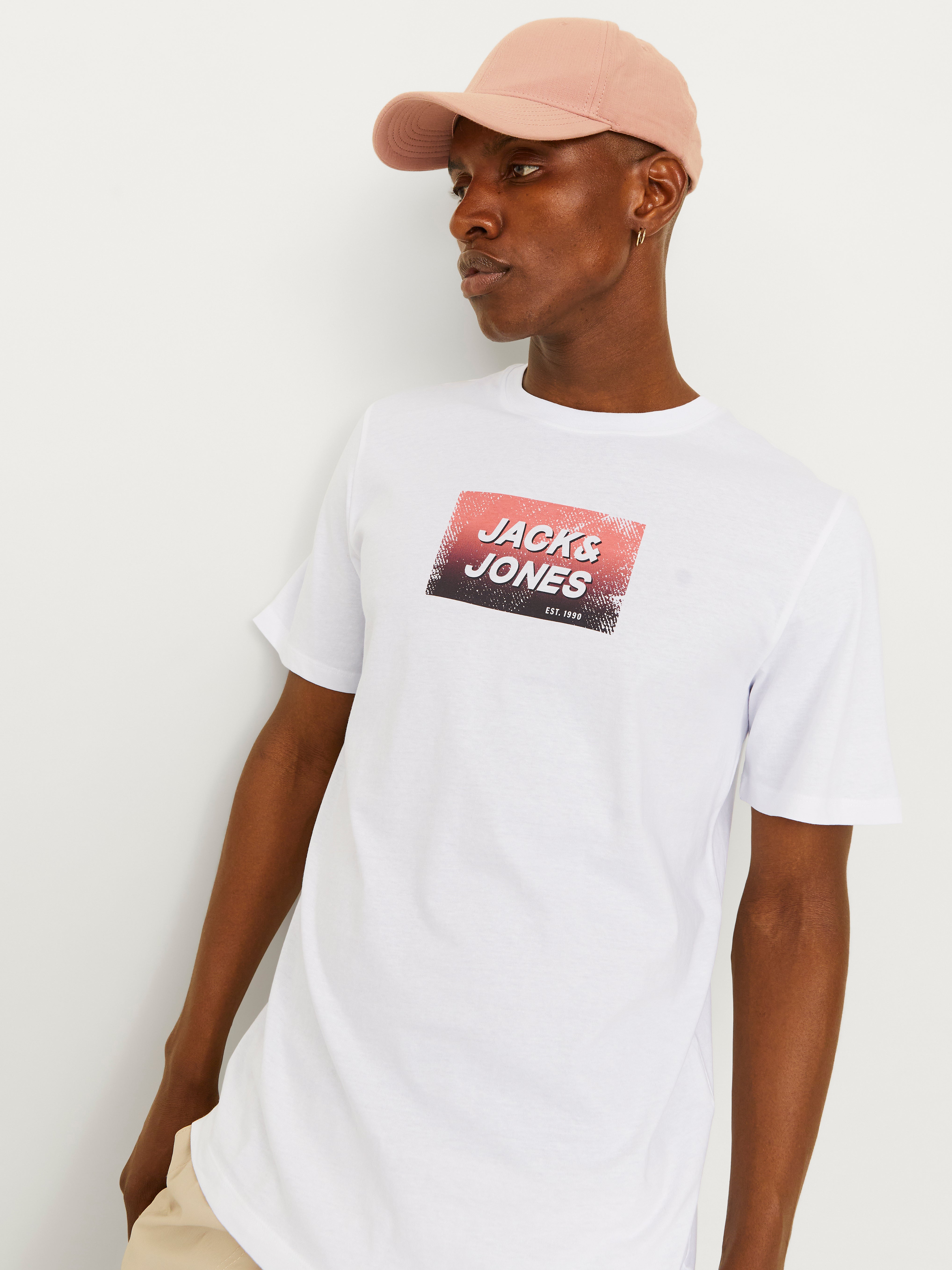 Jack & Jones Tryck Rundringning T-shirt -White - 12255029