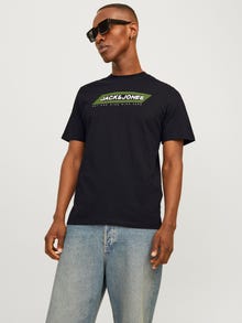 Jack & Jones Painettu Pyöreä pääntie T-paita -Black - 12255029