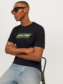 Jack & Jones Printed Crew neck T-shirt -Black - 12255029