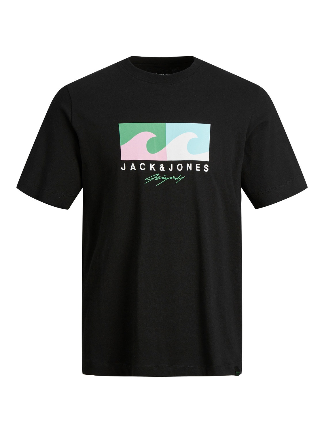 Jack & Jones Printed Crew neck T-shirt -Black - 12255038