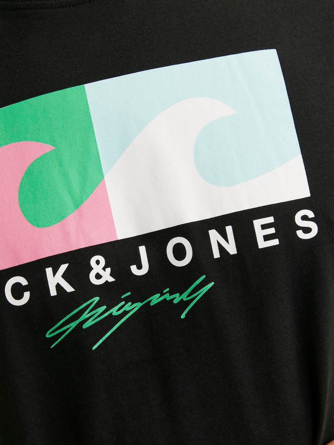 Jack & Jones Nyomott mintás Környak Trikó -Black - 12255038