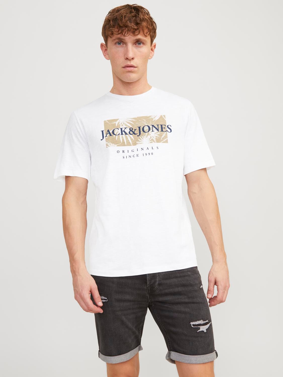 Jack & Jones Gedruckt Rundhals T-shirt -Bright White - 12255042