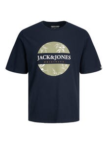 Jack & Jones Printed Crew neck T-shirt -Navy Blazer - 12255042