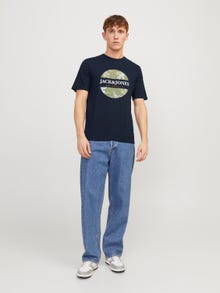 Jack & Jones Gedruckt Rundhals T-shirt -Navy Blazer - 12255042