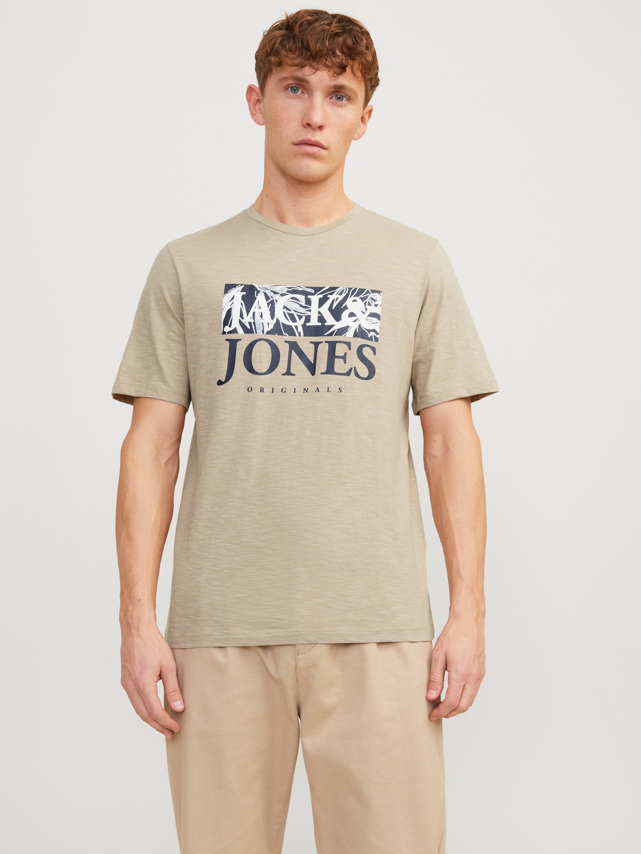 Jack & Jones Nyomott mintás Környak Trikó -Crockery - 12255042