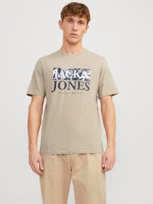 Jack & Jones Printed Crew neck T-shirt -Crockery - 12255042