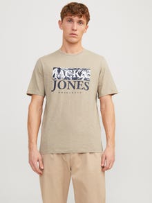 Jack & Jones Spausdintas raštas Apskritas kaklas Marškinėliai -Crockery - 12255042