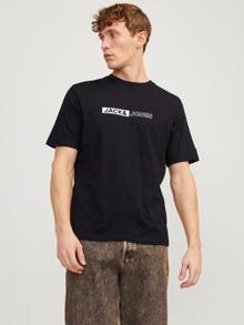 Jack & Jones Printed Crew neck T-shirt -Black - 12255043