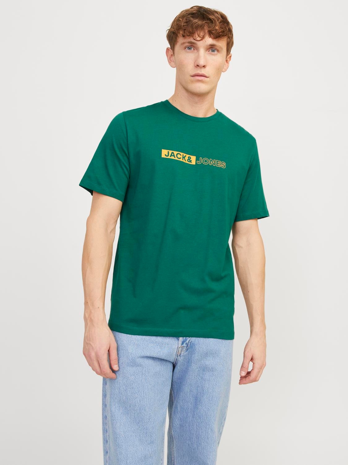 Jack & Jones Gedruckt Rundhals T-shirt -Storm - 12255043