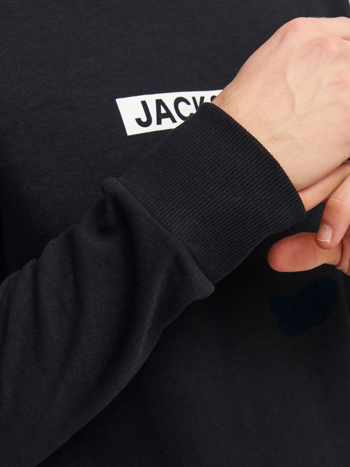 Jack & Jones Logo Crewn Neck Sweatshirt -Black - 12255067