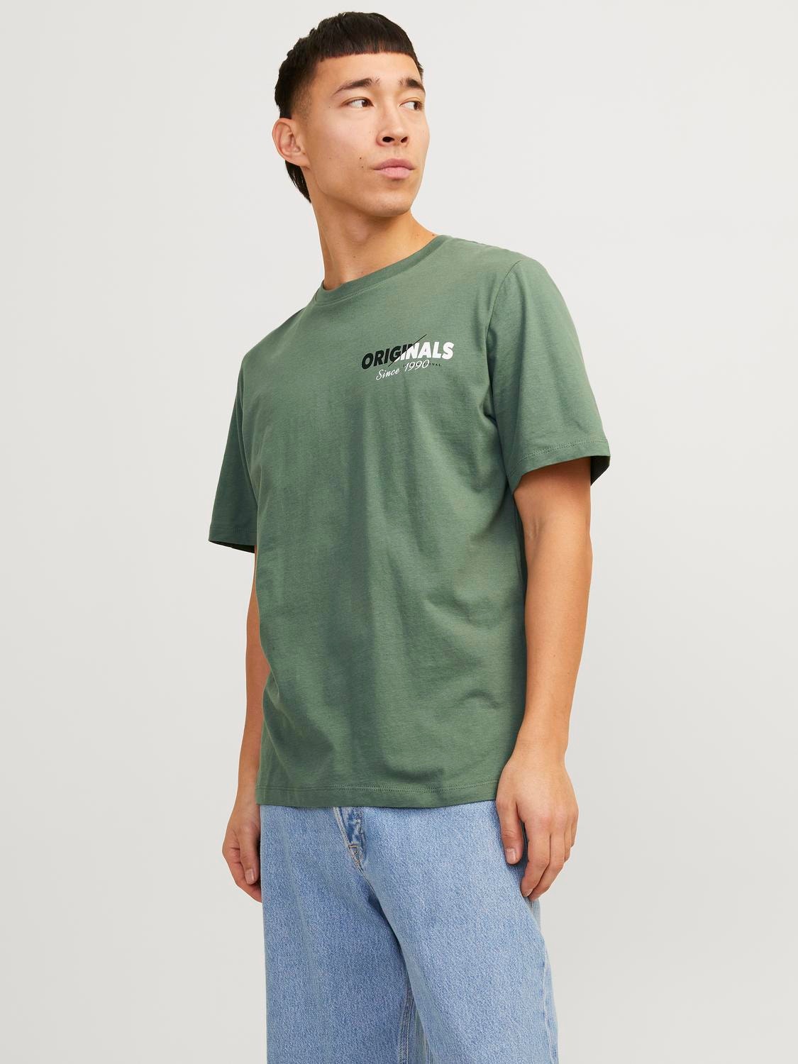 Printed Crew neck T-shirt | Medium Green | Jack & Jones®