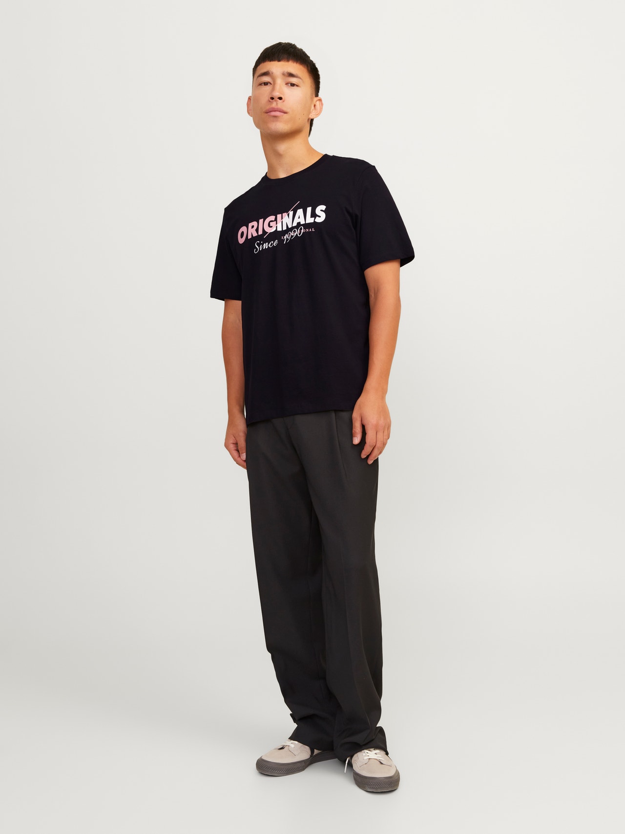 Jack & Jones Nyomott mintás Környak Trikó -Black - 12255078