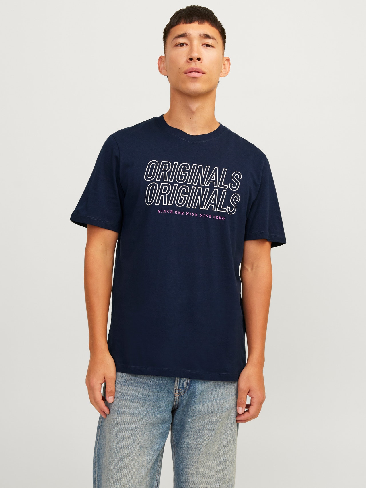 Jack & Jones Nadruk Okrągły dekolt T-shirt -Navy Blazer - 12255078