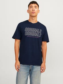 Jack & Jones Printed Crew neck T-shirt -Navy Blazer - 12255078