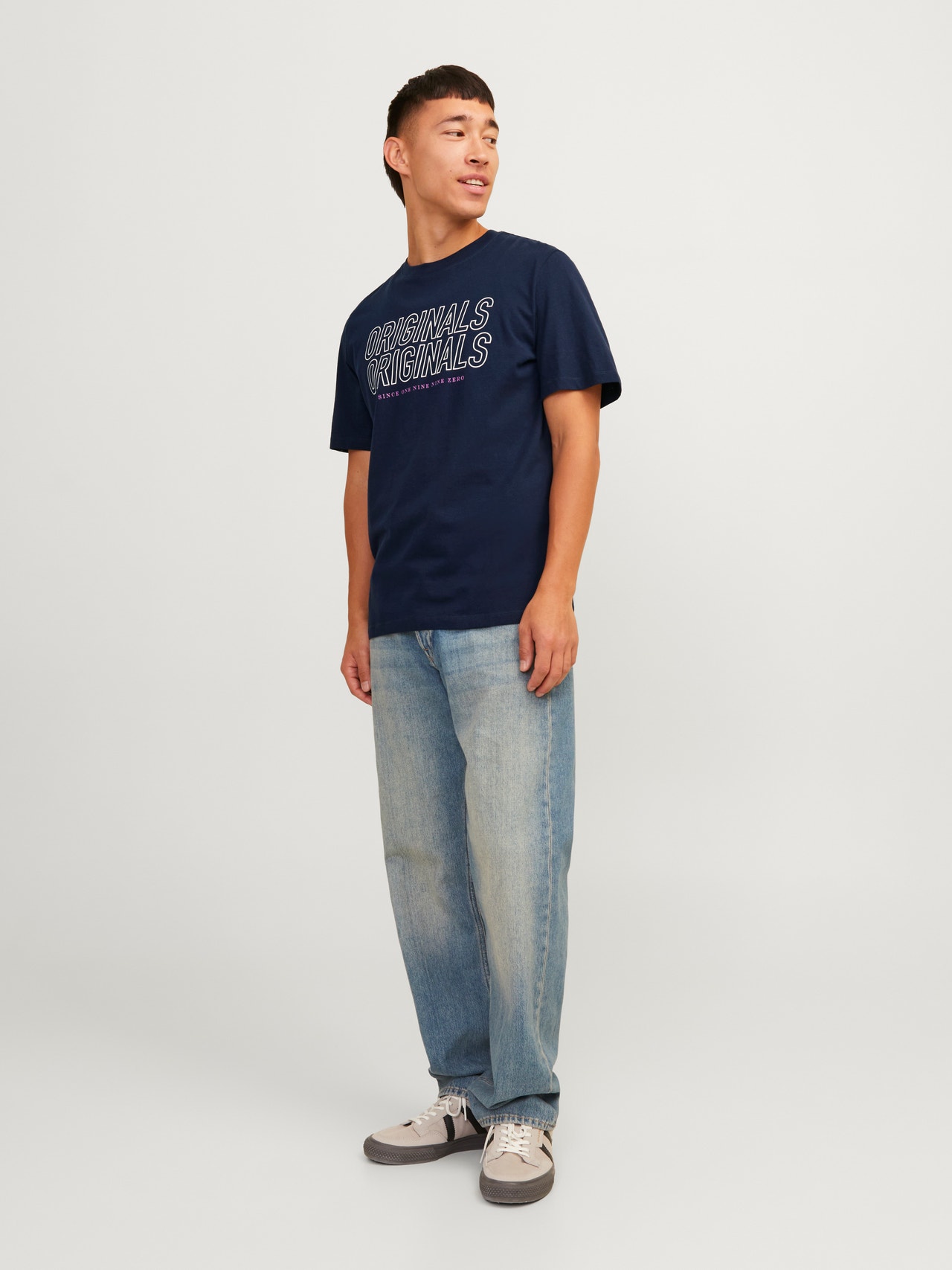 Jack & Jones Gedruckt Rundhals T-shirt -Navy Blazer - 12255078