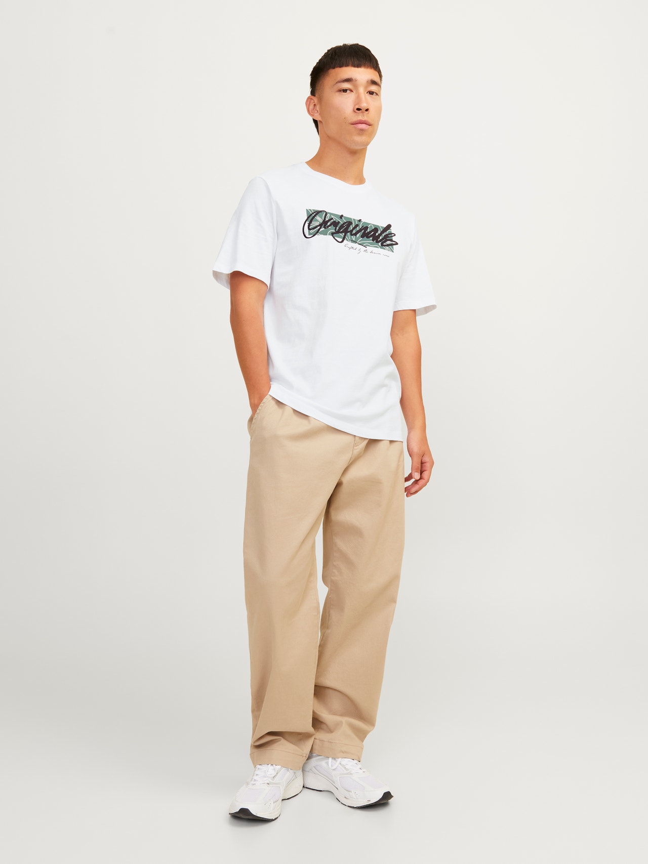 Jack & Jones Nyomott mintás Környak Trikó -White - 12255078