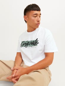 Jack & Jones Nyomott mintás Környak Trikó -White - 12255078