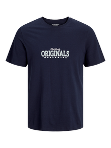 Jack & Jones Nadruk Okrągły dekolt T-shirt -Navy Blazer - 12255079