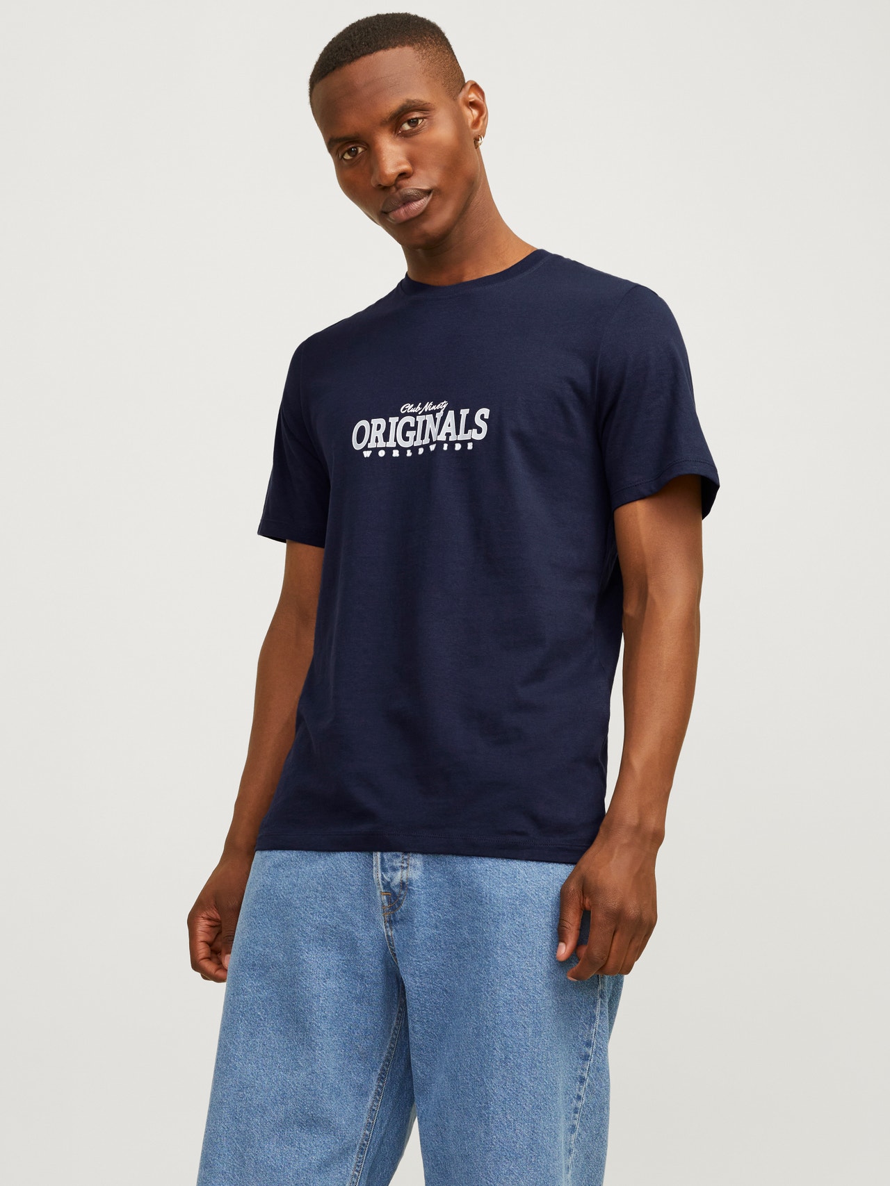 Jack & Jones Gedruckt Rundhals T-shirt -Navy Blazer - 12255079